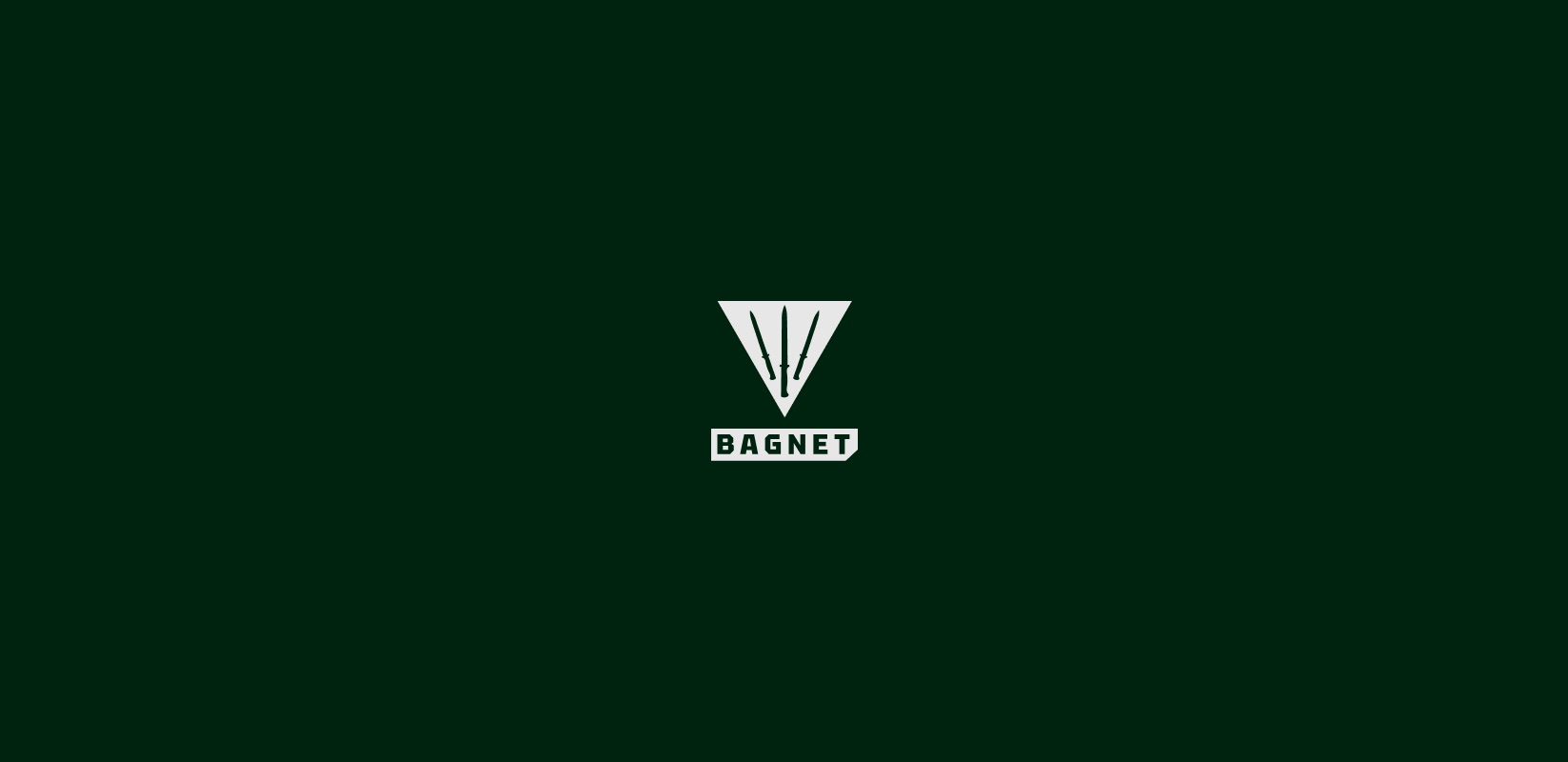 The Bagnet triangular mark above the wordmark on dark green