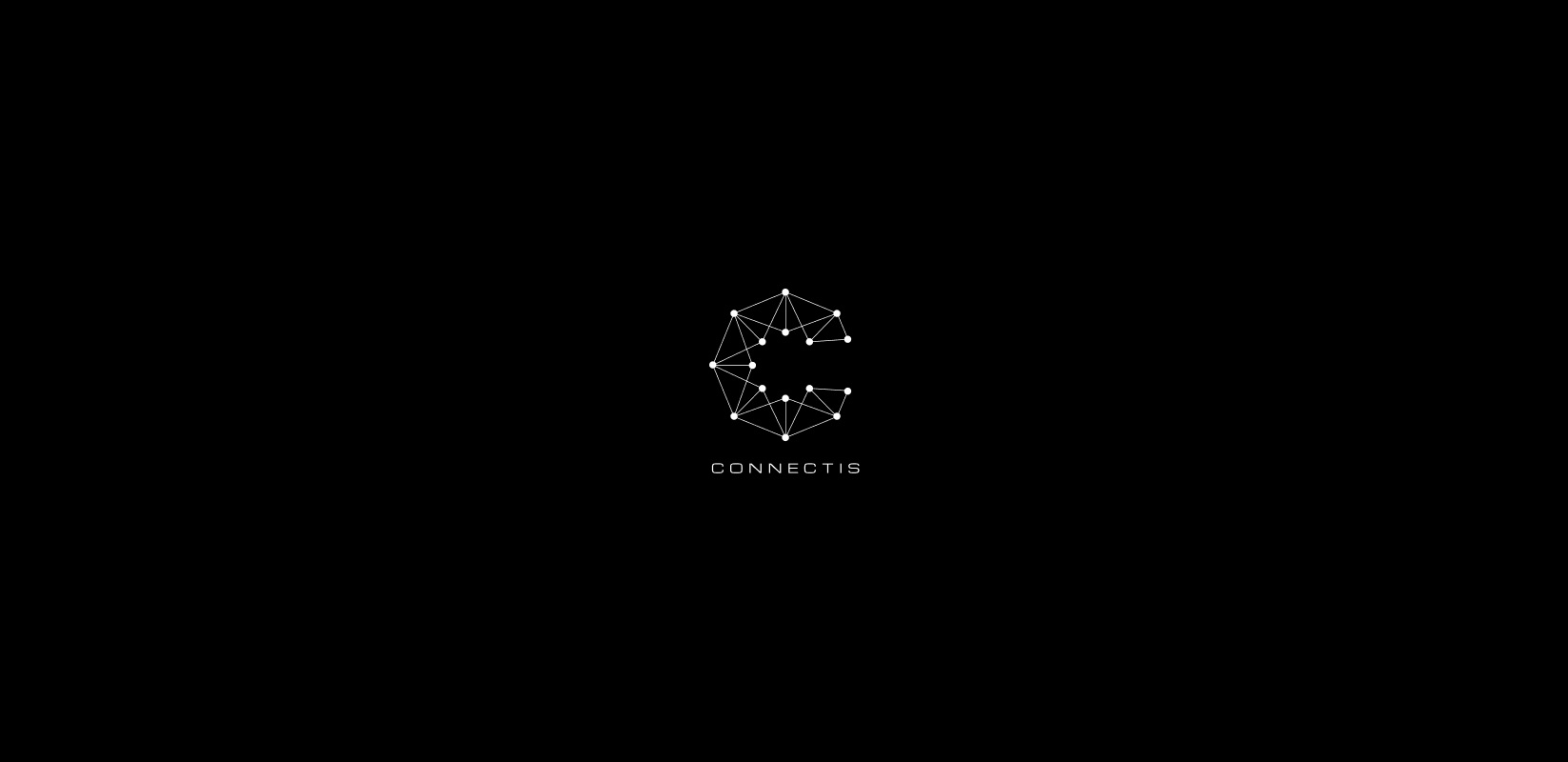 The CONNECTIS mark, a constellation of connected dots forming a C, above the wordmark on black