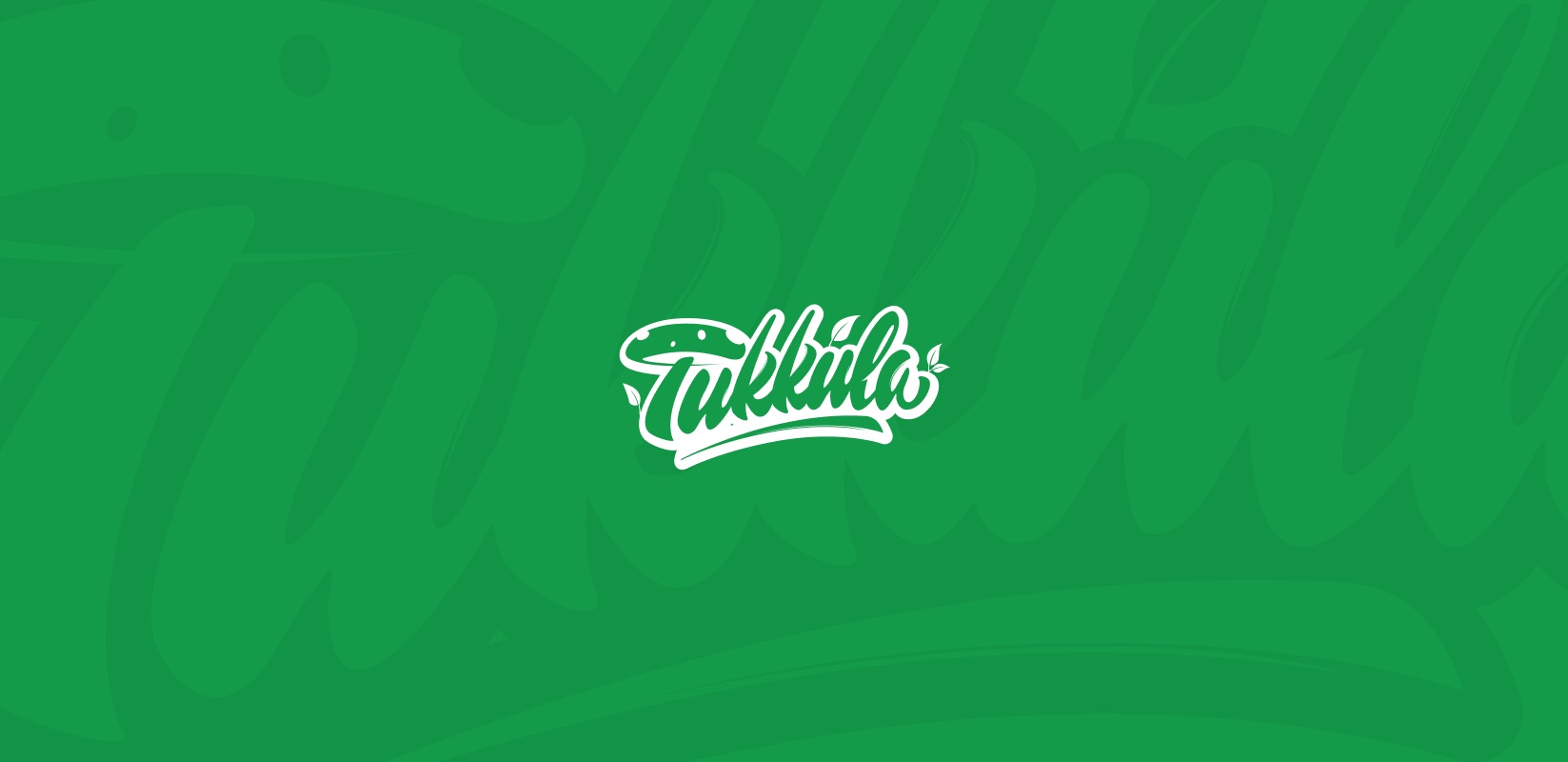The Tukkula script wordmark over a green background patterned with the same word repeated